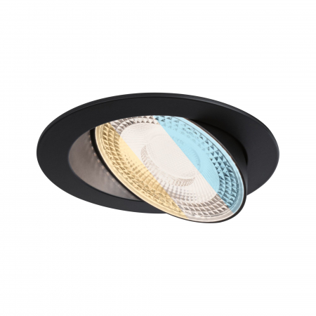 Familia Aumus - Spot încastrabil Aumus LED, rotund, 105mm, 90°,  5W, 700lm, 230V, flux luminos variabil în 3 pași, temperatură de culoare variabilă 2700 - 6500K, negru