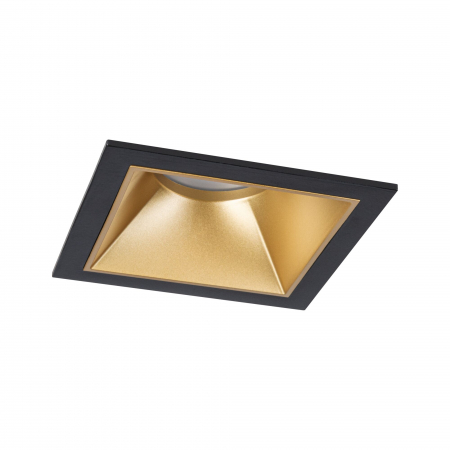 Spoturi incastrabile - Spot incastrabil Cole Coin, IP44, patrat, 88x88mm, 6W, 470lm, 230V, flux luminos variabil in 3 pasi, 2700K, negru-auriu mat