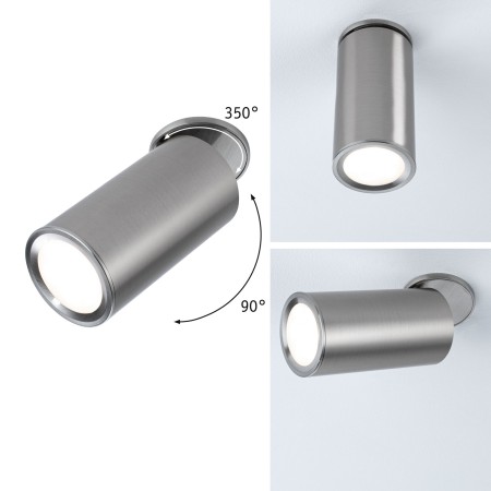 Decorative - Spot încastrabil LED Turnal, rotund, 60mm, 90° Coin 6W, 2700K, metal periat, cu flux luminos variabil în 3 pași