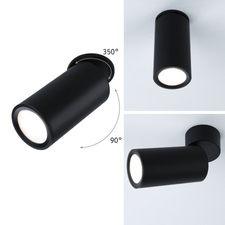 Decorative - Spot încastrabil LED Turnal, rotund, 60mm, 90° Coin 6W, 2700K, negru mat, cu flux luminos variabil în 3 pași