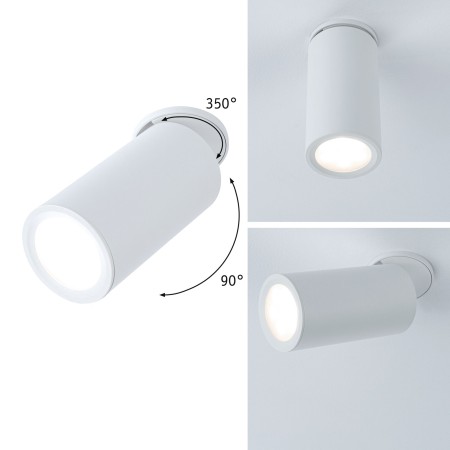Decorative - Spot încastrabil LED Turnal, rotund, 60mm, 90° Coin 6W, 2700K, alb mat, cu flux luminos variabil în 3 pași