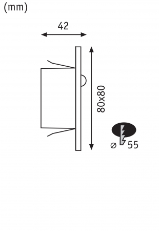 Spot LED vertical Edge Quadro, pătrat, 80x42mm, 1,2W, 25lm, 230V,  2700K, negru [8]