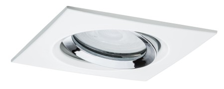Spot încastrabil Nova Plus IP65 pătrat, orientabil LED 1x 7W 230V GU10 51mm alb mat-crom, aluminiu/zinc [1]