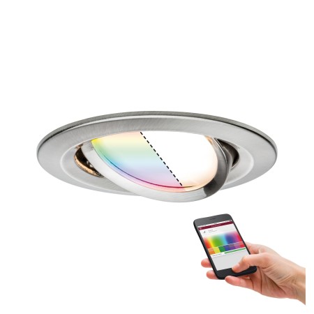 Smart - Spot încastrabil Nova Plus ZigBee Coin RGBW rotund, orientabil LED 1x2,5W 230V 51mm metal mat