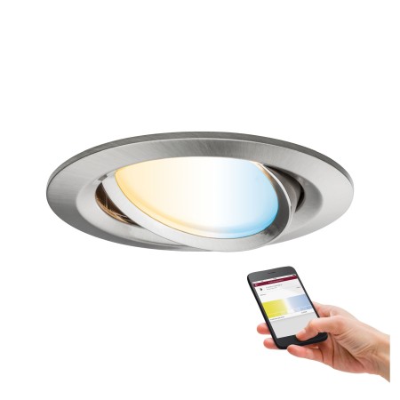 Smart - Spot încastrabil Nova Plus ZigBee Coin rotund, orientabil LED 1x6W 230V 51mm metal mat, cu temperatura de culoare variabilă