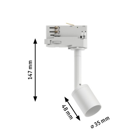 Spot Purell pentru șină Paulmann ProRail3, GU10, max. 10W, cu flux luminos variabil, 230V, alb [1]