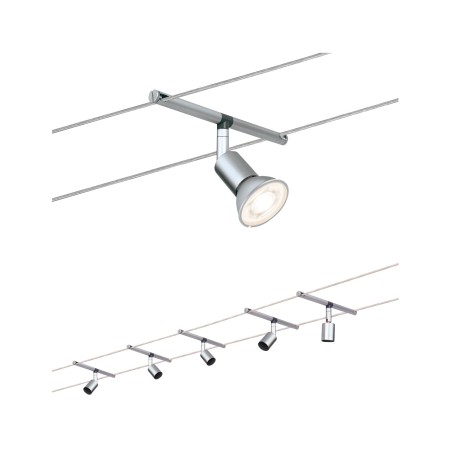 Seturi si spoturi pe cablu - Spot Spice Salt pe cablu max 5x10W GU5,3 crom mat 230/12V 80VA metal