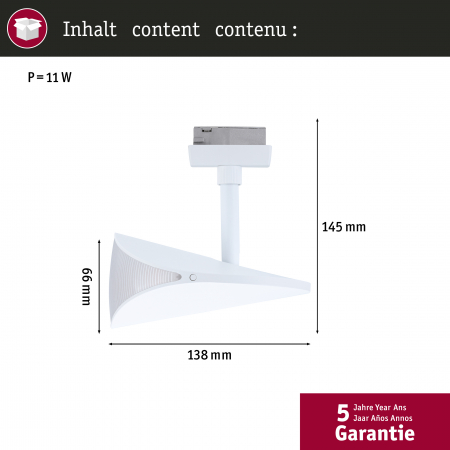 Spot URail LED Alejandro, 800lm, 10W, 3000K, 230V, alb Signal, flux luminos variabil în 3 pași [8]