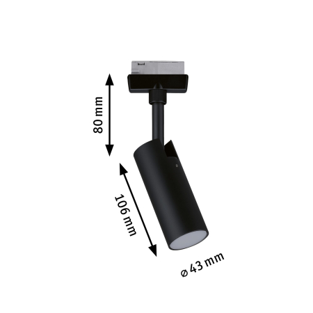 Spot Urail Tubo, 190lm, 4W, 3000K, cu flux luminos variabil în 3 pași, 230V, negru mat [5]