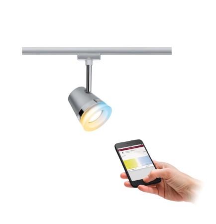 Iluminat pe sină - Spot pentru șină Urail, Cone, ZigBee, GU10, crom mat, cu temperatură de culoare variabilă