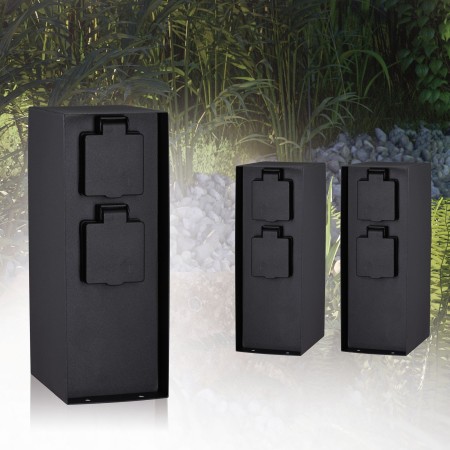 Accesorii - Stâlp RIO IP44 cu 4 prize, pătrat, antracit