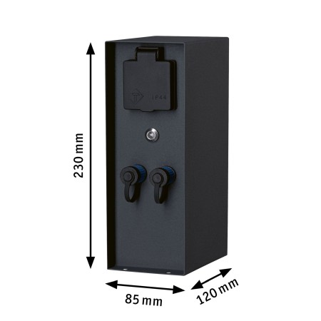 Stâlp RIO Plug & Shine IP44 cu două mufe si o priză, putere maximă pe mufe de 75W, senzor crepuscular [4]