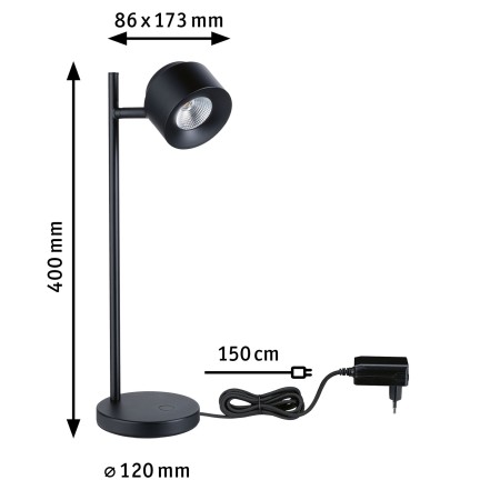 Veioză LED Puric Pane 2700K 400lm 5,5W, negru, cu flux luminos variabil în 3 pași [5]
