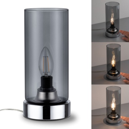 Veioze - Veioză Pinja max.1x20W E14 crom/sticlă fumurie 230V metal/sticlă