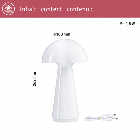 Veioză cu acumulatori Onzo, IP44, 2700K, alb, cu flux luminos variabil în 3 pași [2]