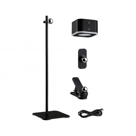 Veioză portabilă Varia,  White Switch, 250lm / 60lm, 1,6 / 0,4W negru [1]