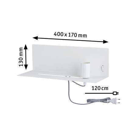 Wall luminaire Devara USB C   E27   230V max. 40W dimmable Matt white [1]
