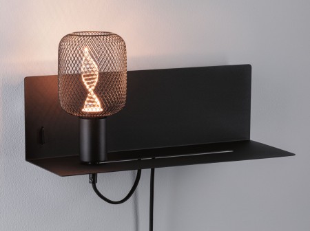 Wall luminaire Devara USB C   E27   230V max. 40W dimmable Black matt [5]