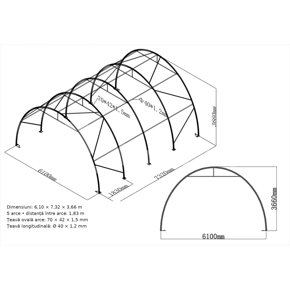 Cort depozitare tip tunel 6 × 7 m utilaje echipamente [3]