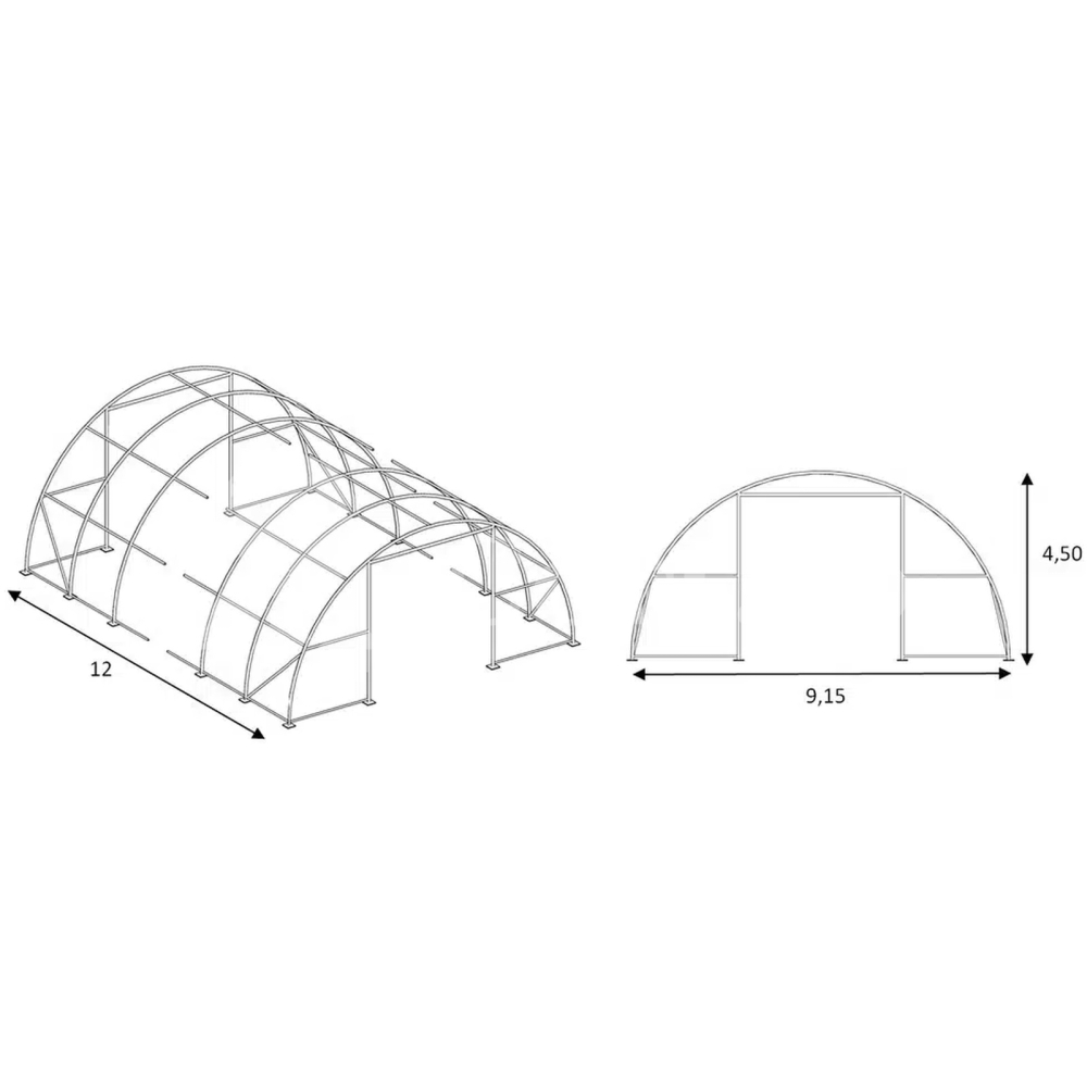 Cort depozitare tip tunel 9 × 12 m utilaje echipamente [6]