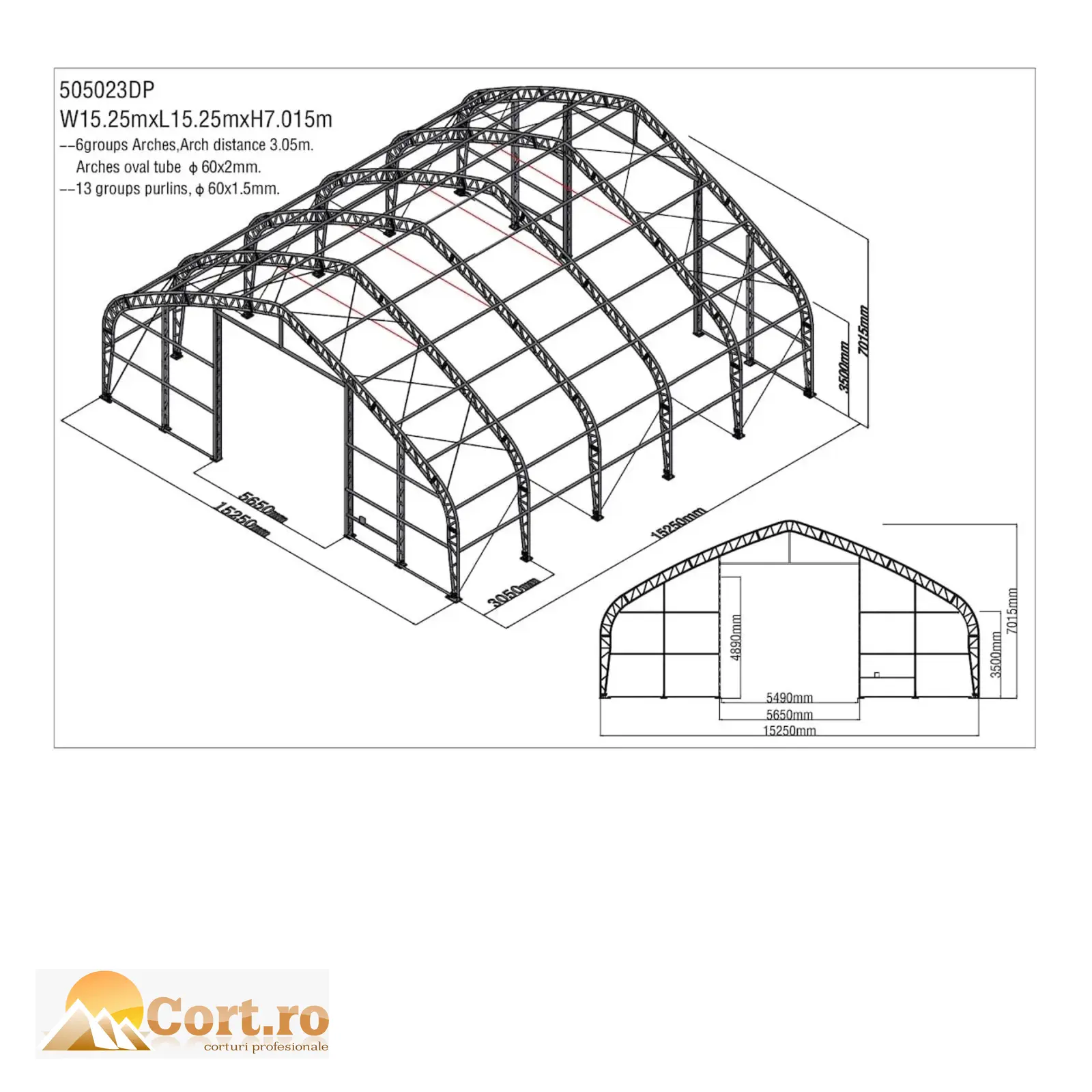 Cort industrial înalt pentru flotă și utilaje grele 15 x 15 m – flotă și utilaje grele [8]