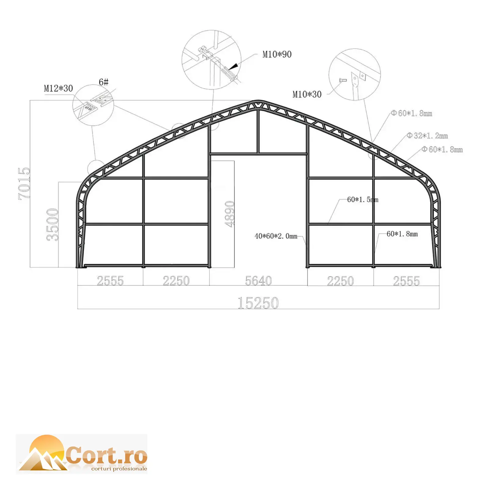 Cort industrial înalt pentru flotă și utilaje grele 15 x 15 m – flotă și utilaje grele [3]
