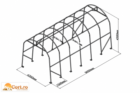 Cort 4 x 9 m – garaj pentru vehicule și utilaje mici [1]