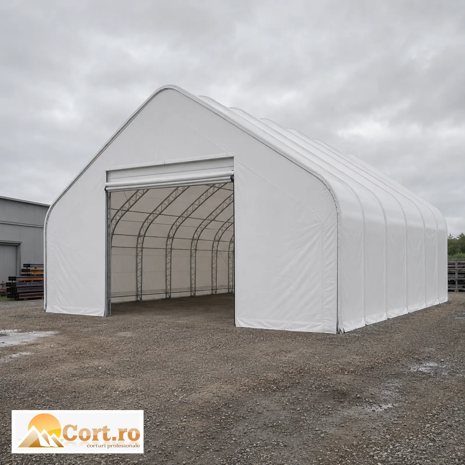 Corturi Industriale - Cort industrial înalt pentru flotă și utilaje grele 15 x 15 m – flotă și utilaje grele