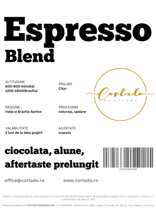 Cafea proaspat prajita - Un espresso începe cu o combinație de arome, care se îmbină armonios  pentru a reda în cească un gust echilibrat, corp mediu- plin, aciditate scazută și o senzație catifelată. Vei regăsi nuanțe de ciocolată și alune care iți lasă un aftertaste prelungit. 