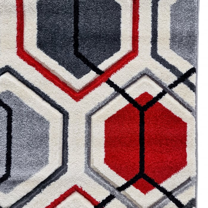 Covor Carvino, 160 x 230 Gri Deschis/Rosu 1832A [3]