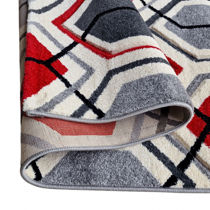 Covor Carvino, 160 x 230 Gri Deschis/Rosu 1832A [2]