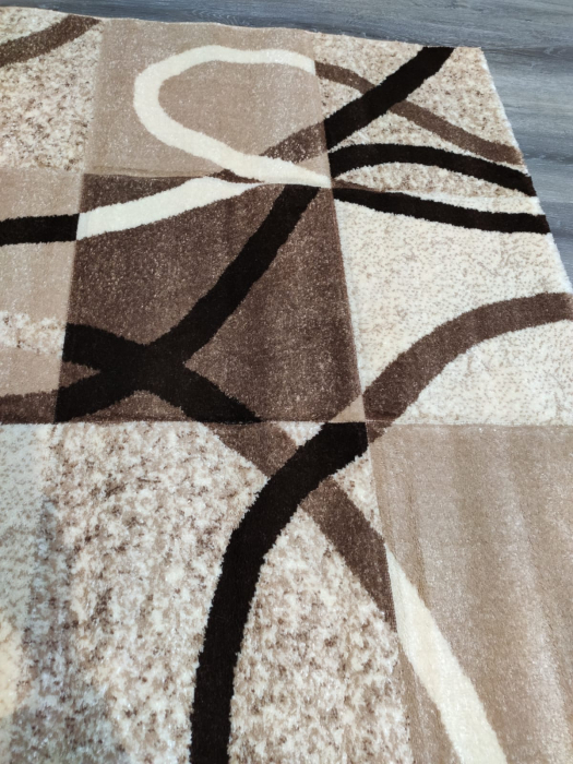 Covor Jeyda 80 x 150 Patrare in Dungi Maro/Crem F0047 [3]