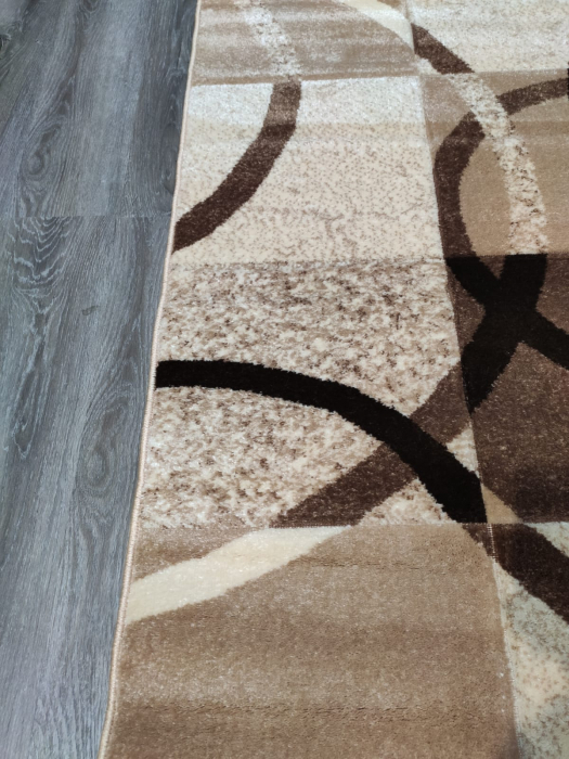 Covor Jeyda 80 x 150 Patrare in Dungi Maro/Crem F0047 [2]