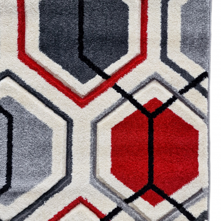 Covor Carvino, 80 x 150 Gri Deschis/Rosu 1832A [2]