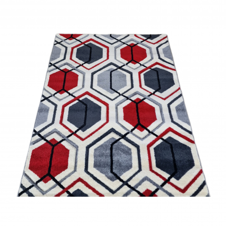 Covoare Moderne - Covor Carvino, 120 x 170 Gri Deschis/Rosu 1832A