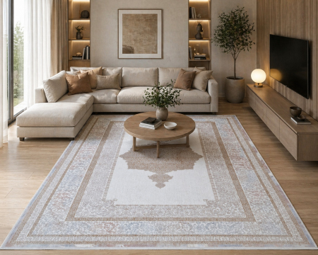 Acasa - Covor clasic antiderapant Bonny , 00101, 80 x 150 cm, Crem Ivory, Grosime 5mm