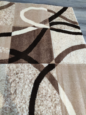 Covor Jeyda 80 x 150 Patrare in Dungi Maro/Crem F0047 [2]