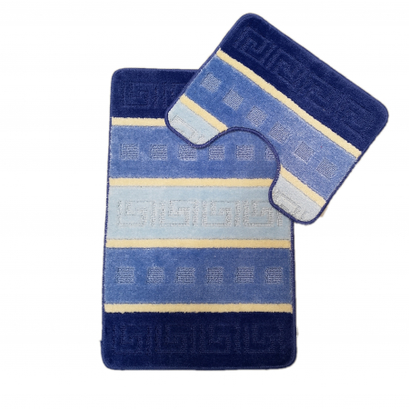 Set 2 Covorase baie Multi Greek , 50x80/50x40 , Albastru inchis/deschis [0]