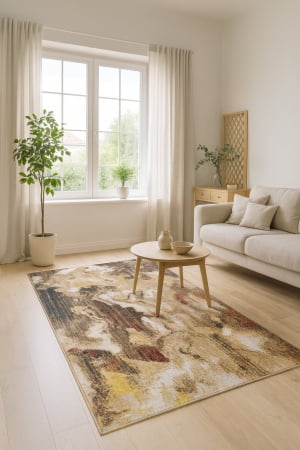 Traverse - Traversa covor multicolora Rakkas,  0628A Bej/Bej Inchis/Galben/Verde/Rosu/Albastru