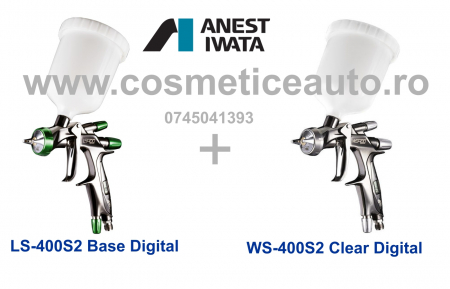 Pistoale de vopsit profesionale - SUPERIOR SET LS-400SR2 BASE Digital + WS-400SR2 CLEAR 1.2 HD Digital