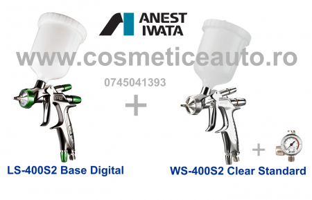 Pistoale de vopsit profesionale - SUPERIOR SET LS-400SR2 BASE Digital + WS-400SR2 CLEAR 1.2 HD Standard