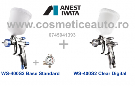 Pistoale de vopsit profesionale - SUPERIOR SET LS-400SR2 BASE Standard + WS-400SR2 CLEAR 1.3 HD Digital