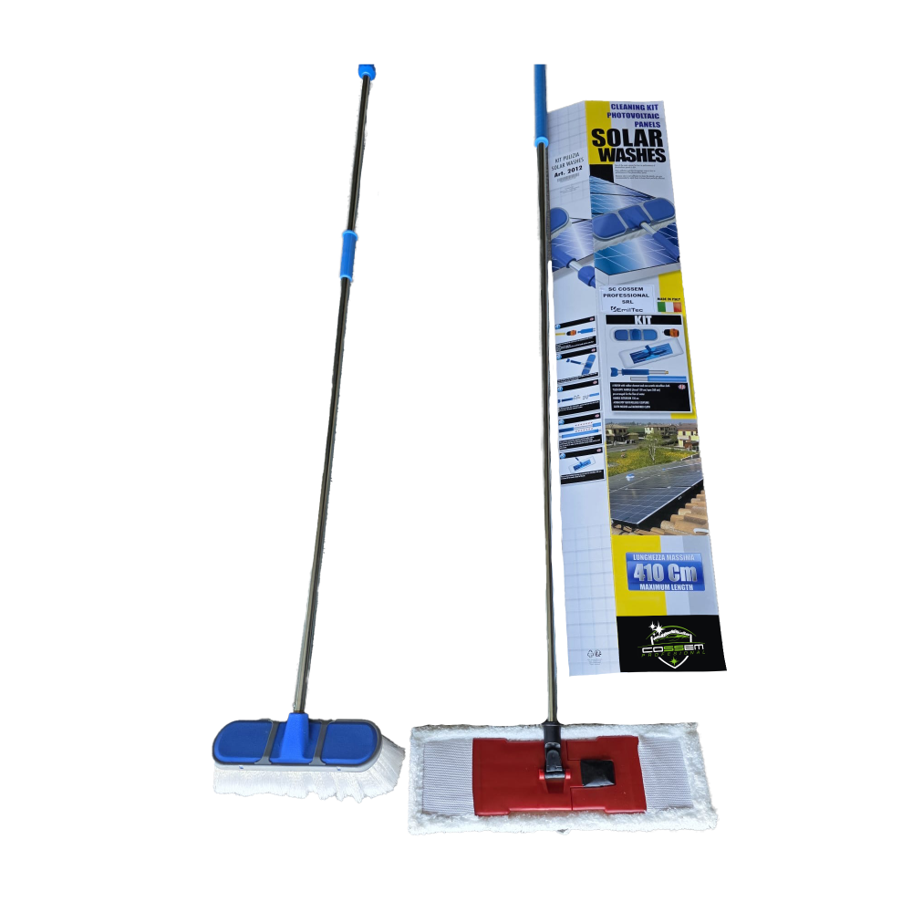 Kit Profesional pentru Curățarea Panourilor Solare și Fotovoltaice – Perie cu Coadă Telescopică 4,10 m + Lavetă Fină de Curățare si coada 4,10 m + Alimentare Directă cu Apă [2]
