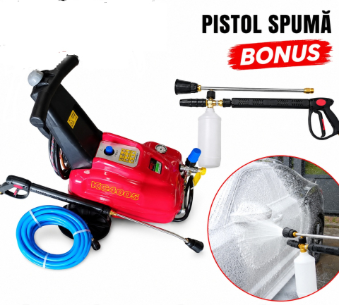 Aparate de spălat cu presiune - Aparat de spălat cu presiune MAZZONI KC 4005 – 200 bari presiune de lucru | Motor 5.5 kW  380 V Debit 15 l/min DOZATOR SPUMA FRISCA BONUS