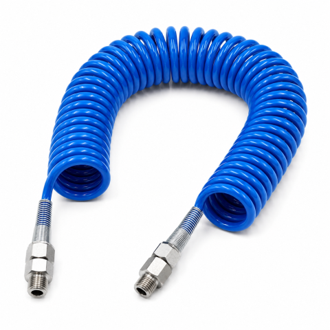 Consumabile - Furtun spiralat flexibil pentru dozare soluții, 10 m, 8x5 mm, 20 bar, cuplaje rotative 1/4" – pentru aspiratoare multifuncționale și spălătorii Self Service