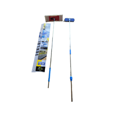 Produse - Kit Profesional pentru Curățarea Panourilor Solare și Fotovoltaice – Perie cu Coadă Telescopică 4,10 m + Lavetă Fină de Curățare si coada 4,10 m + Alimentare Directă cu Apă