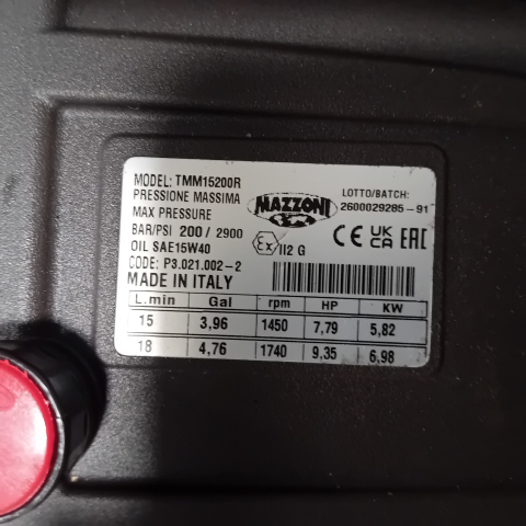 POMPA MAZZONI REZISTENTA LA TEMPERATURA APA 85 GRADE  200 BAR 15 LITRI DEBIT [1]
