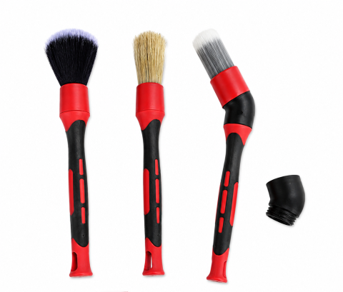 Produse - Set Profesional Pensule Detailing pentru Spații Înguste – 3 Pensule + Conector Unghiular