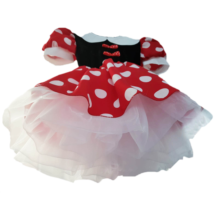 Rochița Minnie Mouse cu fundițe si guler alb [2]