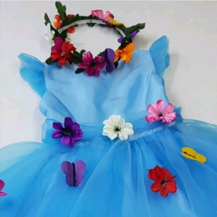 Rochita Printesa bleu cu flori si fluturasi [4]